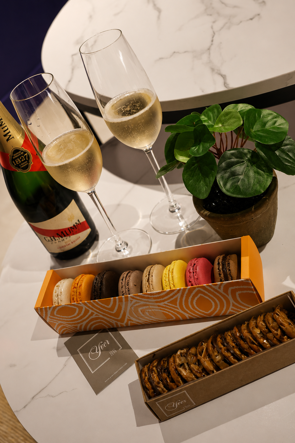 Champagne et macarons à savourer au Loft